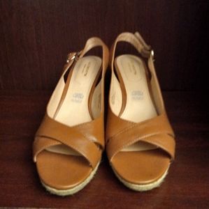 Camel colored wedge heels by Liz Claiborne.